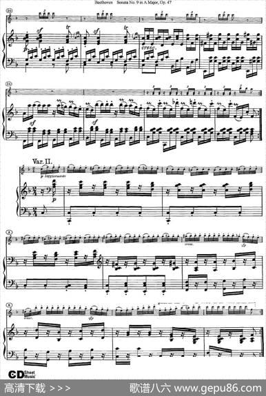 ViolinSonataNo.9inAMajorOp.47（小提琴+钢琴伴奏）