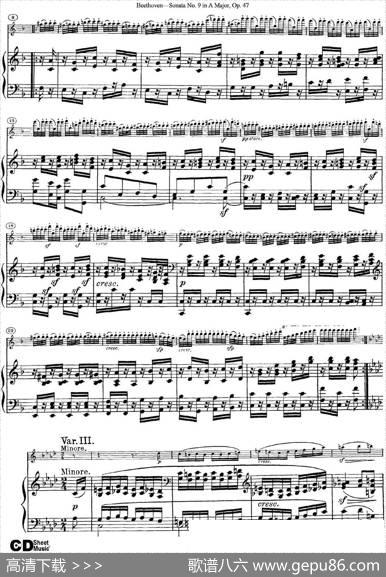ViolinSonataNo.9inAMajorOp.47（小提琴+钢琴伴奏）