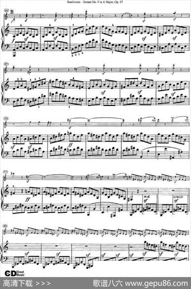 ViolinSonataNo.9inAMajorOp.47（小提琴+钢琴伴奏）