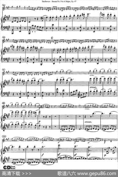 ViolinSonataNo.9inAMajorOp.47（小提琴+钢琴伴奏）