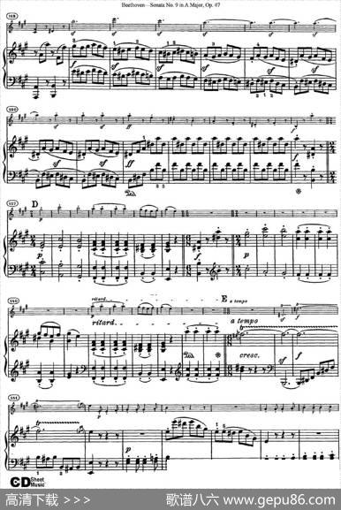 ViolinSonataNo.9inAMajorOp.47（小提琴+钢琴伴奏）