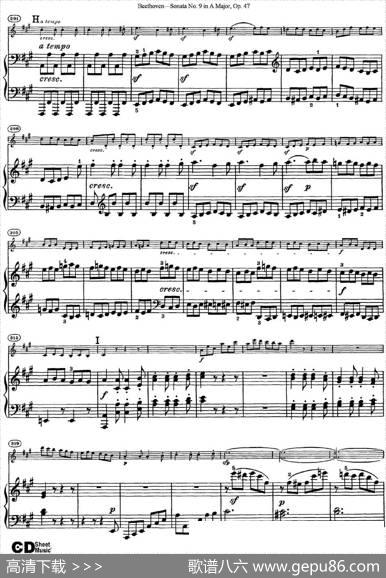 ViolinSonataNo.9inAMajorOp.47（小提琴+钢琴伴奏）