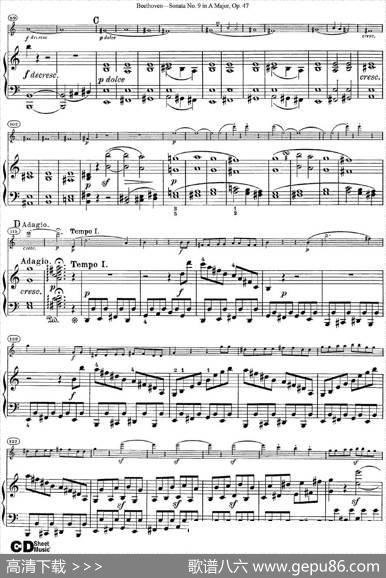 ViolinSonataNo.9inAMajorOp.47（小提琴+钢琴伴奏）