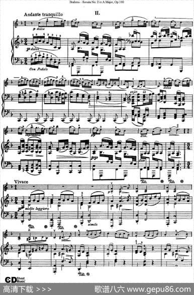 ViolinSonataNo.2inAMajorOp.100（小提琴+钢琴伴奏）
