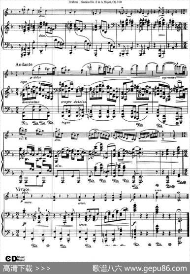 ViolinSonataNo.2inAMajorOp.100（小提琴+钢琴伴奏）