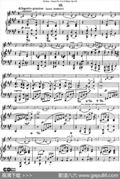 ViolinSonataNo.2inAMajorOp.100（小提琴+钢琴伴奏）