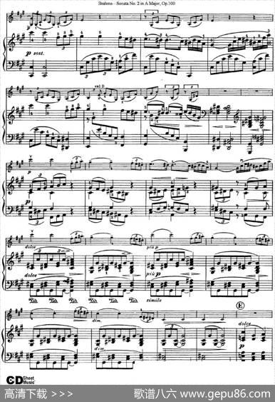 ViolinSonataNo.2inAMajorOp.100（小提琴+钢琴伴奏）