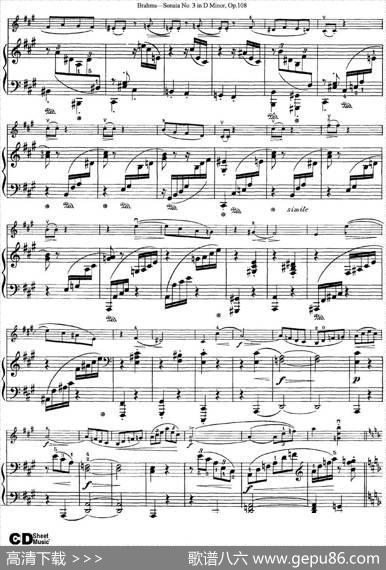 ViolinSonataNo.3inDMinorOp.108（小提琴+钢琴伴奏）