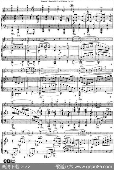 ViolinSonataNo.3inDMinorOp.108（小提琴+钢琴伴奏）