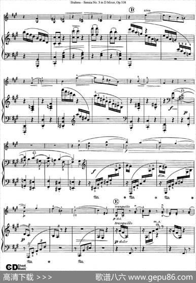 ViolinSonataNo.3inDMinorOp.108（小提琴+钢琴伴奏）