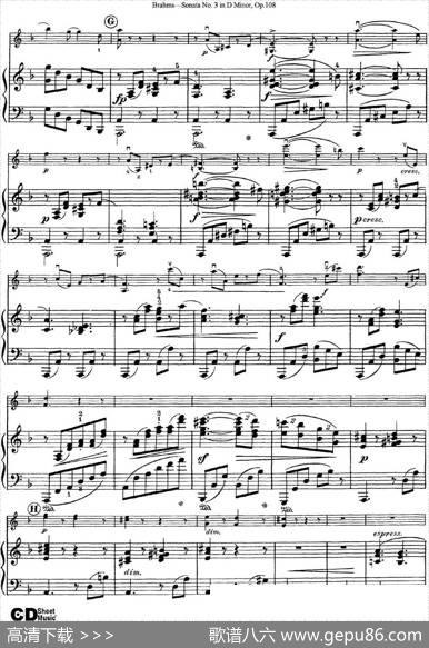 ViolinSonataNo.3inDMinorOp.108（小提琴+钢琴伴奏）