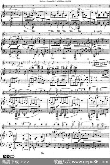 ViolinSonataNo.3inDMinorOp.108（小提琴+钢琴伴奏）