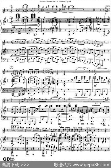 ViolinSonataNo.3inDMinorOp.108（小提琴+钢琴伴奏）