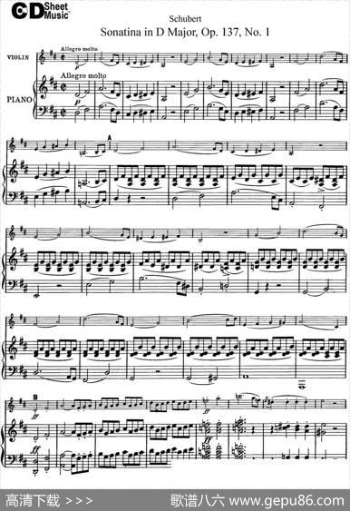 ViolinSonatinainDmajorOp.137No.1（小提琴+钢琴伴奏）