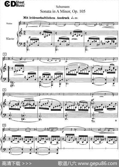 ViolinSonatainAminorOp.105（小提琴+钢琴伴奏）