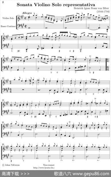 SonataViolinoSolorepresentativa（Violino+BassoContinuo）
