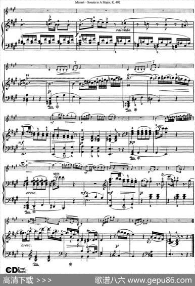 ViolinSonatainAMajorK.402（小提琴+钢琴伴奏）