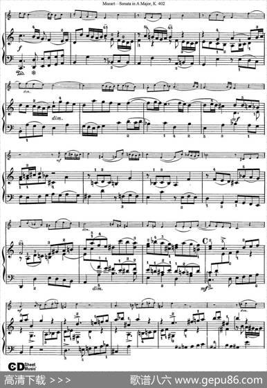 ViolinSonatainAMajorK.402（小提琴+钢琴伴奏）