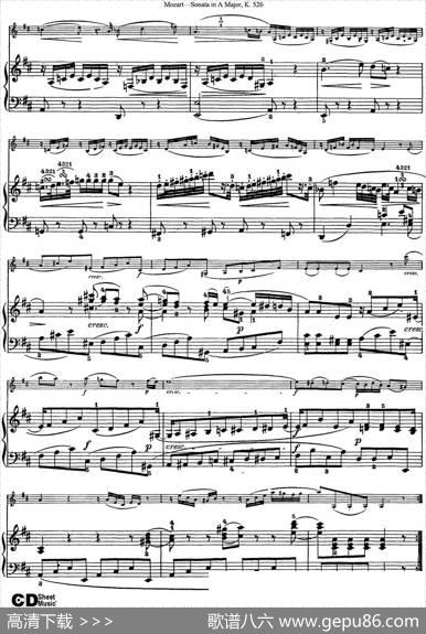 ViolinSonatainAMajorK.526（小提琴+钢琴伴奏）