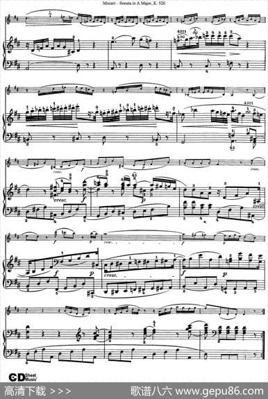 ViolinSonatainAMajorK.526（小提琴+钢琴伴奏）