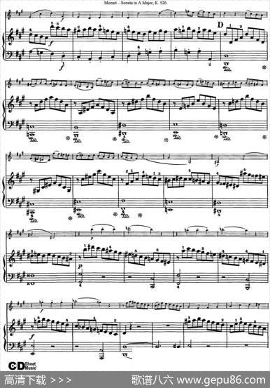 ViolinSonatainAMajorK.526（小提琴+钢琴伴奏）