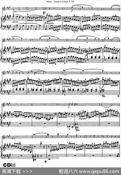 ViolinSonatainAMajorK.526（小提琴+钢琴伴奏）