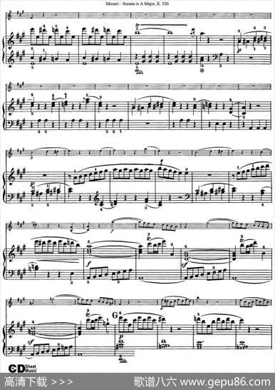 ViolinSonatainAMajorK.526（小提琴+钢琴伴奏）