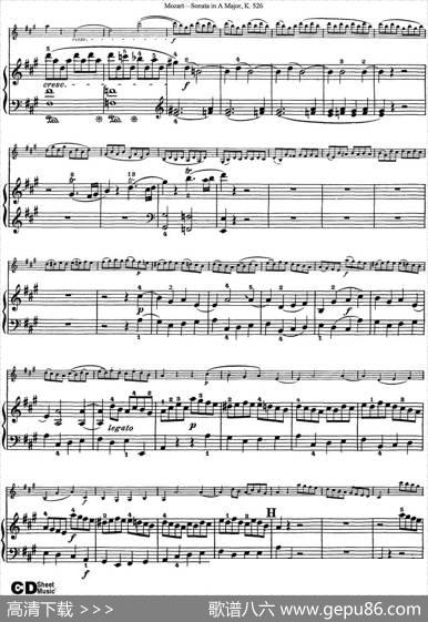 ViolinSonatainAMajorK.526（小提琴+钢琴伴奏）