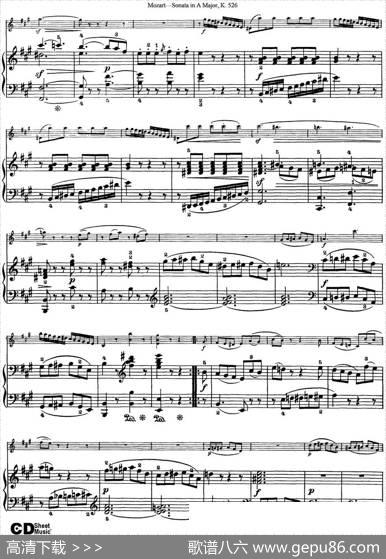 ViolinSonatainAMajorK.526（小提琴+钢琴伴奏）