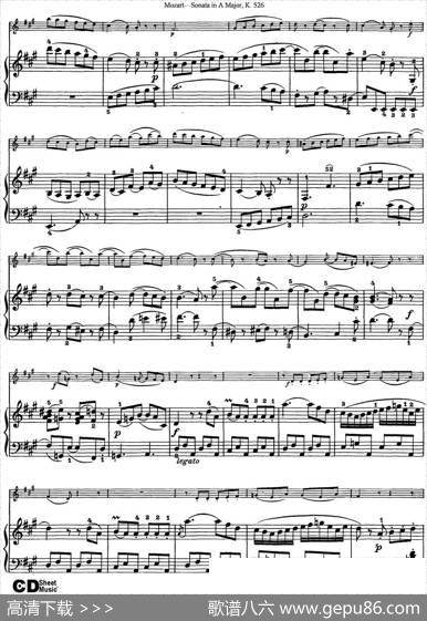 ViolinSonatainAMajorK.526（小提琴+钢琴伴奏）