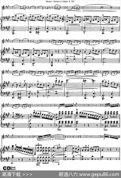 ViolinSonatainAMajorK.526（小提琴+钢琴伴奏）