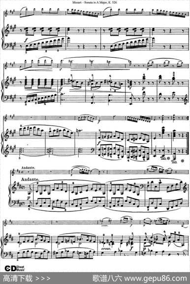 ViolinSonatainAMajorK.526（小提琴+钢琴伴奏）