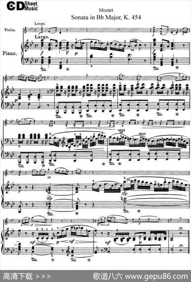 ViolinSonatainBbMajorK.454（小提琴+钢琴伴奏）