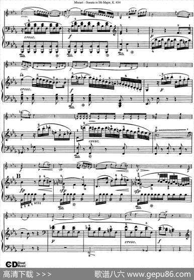 ViolinSonatainBbMajorK.454（小提琴+钢琴伴奏）