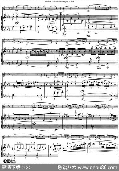 ViolinSonatainBbMajorK.454（小提琴+钢琴伴奏）