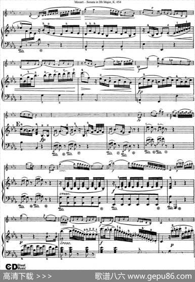 ViolinSonatainBbMajorK.454（小提琴+钢琴伴奏）