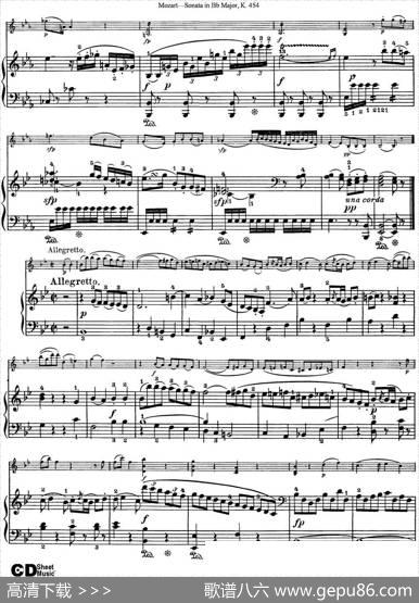 ViolinSonatainBbMajorK.454（小提琴+钢琴伴奏）