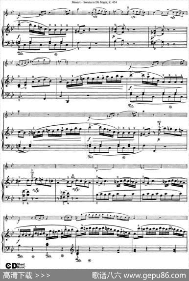 ViolinSonatainBbMajorK.454（小提琴+钢琴伴奏）
