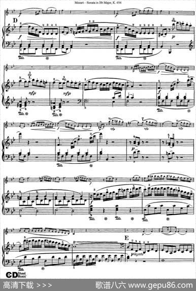 ViolinSonatainBbMajorK.454（小提琴+钢琴伴奏）