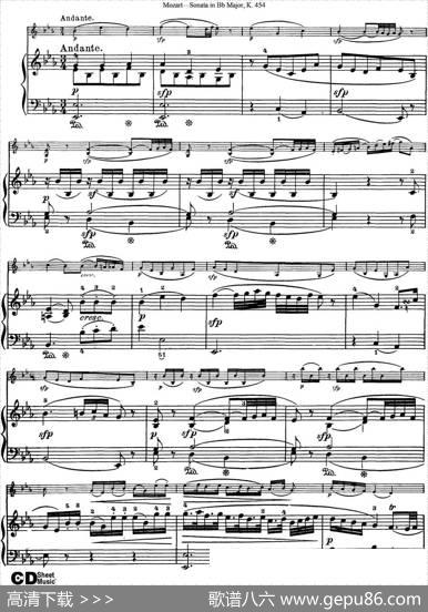 ViolinSonatainBbMajorK.454（小提琴+钢琴伴奏）