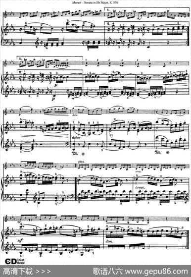 ViolinSonatainBbMajorK.570（小提琴+钢琴伴奏）