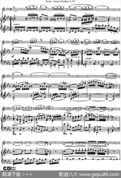 ViolinSonatainBbMajorK.570（小提琴+钢琴伴奏）