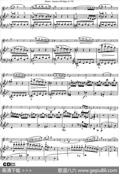 ViolinSonatainBbMajorK.570（小提琴+钢琴伴奏）