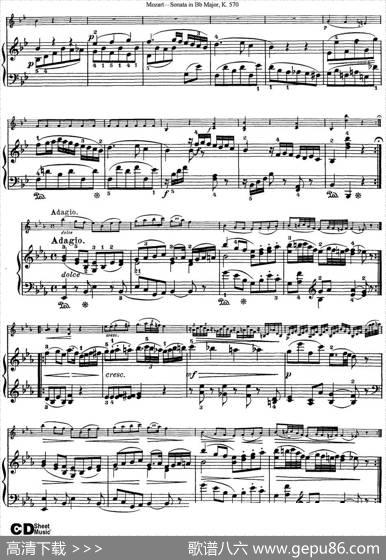 ViolinSonatainBbMajorK.570（小提琴+钢琴伴奏）
