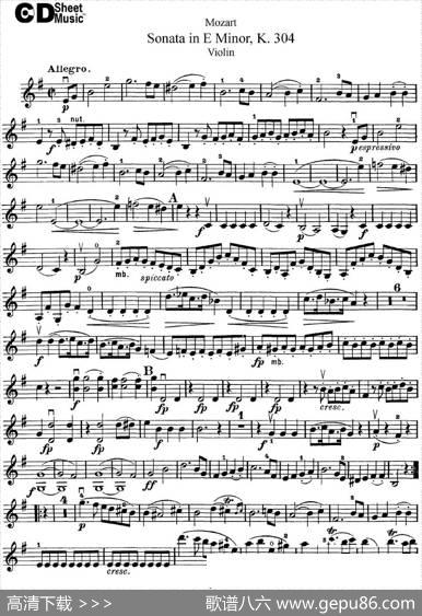 ViolinSonatainEMinorK.304