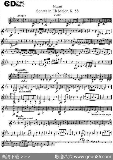 ViolinSonatainEbMajorK.58