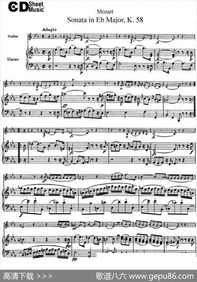 ViolinSonatainEbMajorK.58（小提琴+钢琴伴奏）