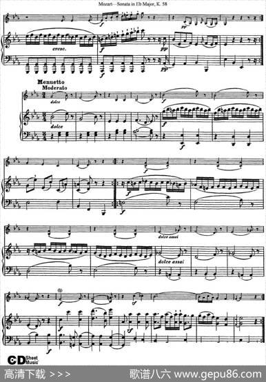 ViolinSonatainEbMajorK.58（小提琴+钢琴伴奏）