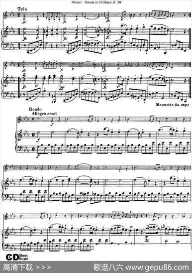 ViolinSonatainEbMajorK.58（小提琴+钢琴伴奏）