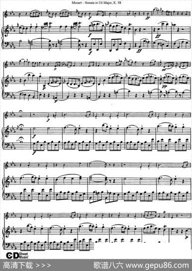 ViolinSonatainEbMajorK.58（小提琴+钢琴伴奏）